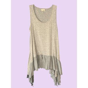 Areve Womens Gray Striped Ruffle Hem Tank Dress S
